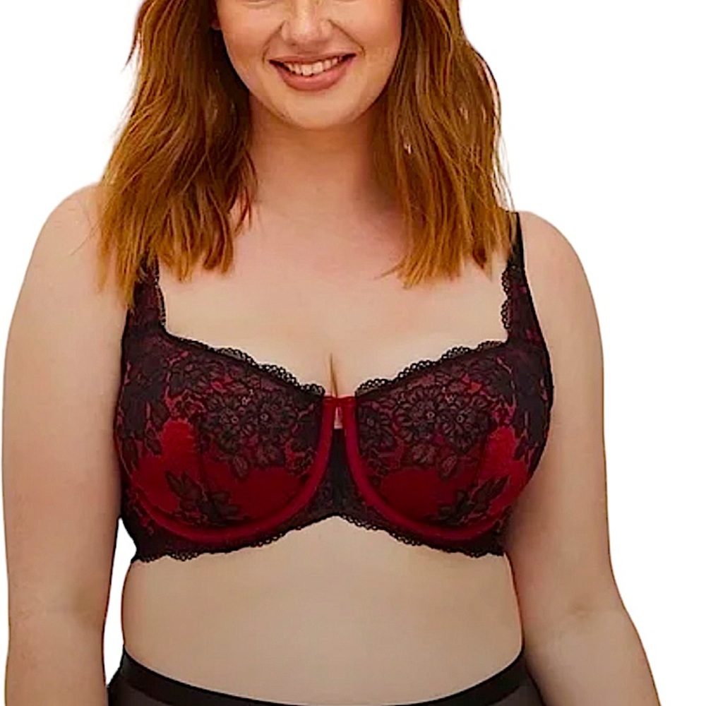 TORRID: NWT Unlined Balconette Underwire Lace & Silk Bra - Size 38D